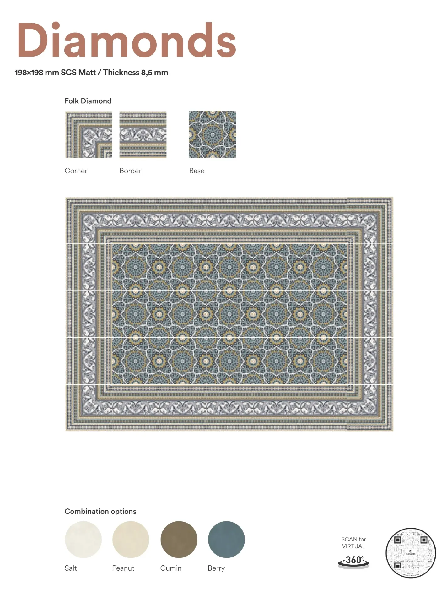 Spectra Folk - Diamonds (Folk Diamonds Corner 198x198 8PC)